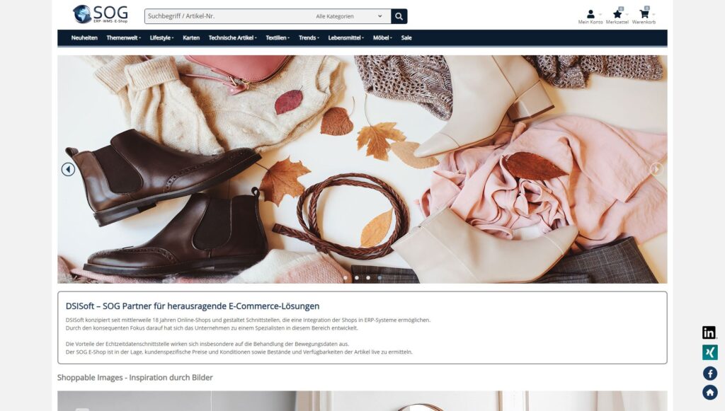 SOG Online-Shop Funktionen